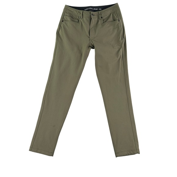 Western Rise Pants Mens 30x32 Olive Green Tech Lightweight Stretch Travel - Picture 1 of 10